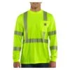 Men's Carhartt Force Hi-Vis Class 3 Long Sleeve T-Shirt Lime
