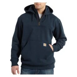 Men's Carhartt Rain Defender Loose Fit Heavyweight Quarter-Zip Sweatshirt Navy