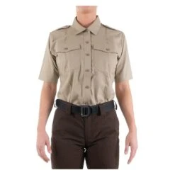 Women's First Tactical Pro Duty Uniform Short Sleeve Shirt Tan~2