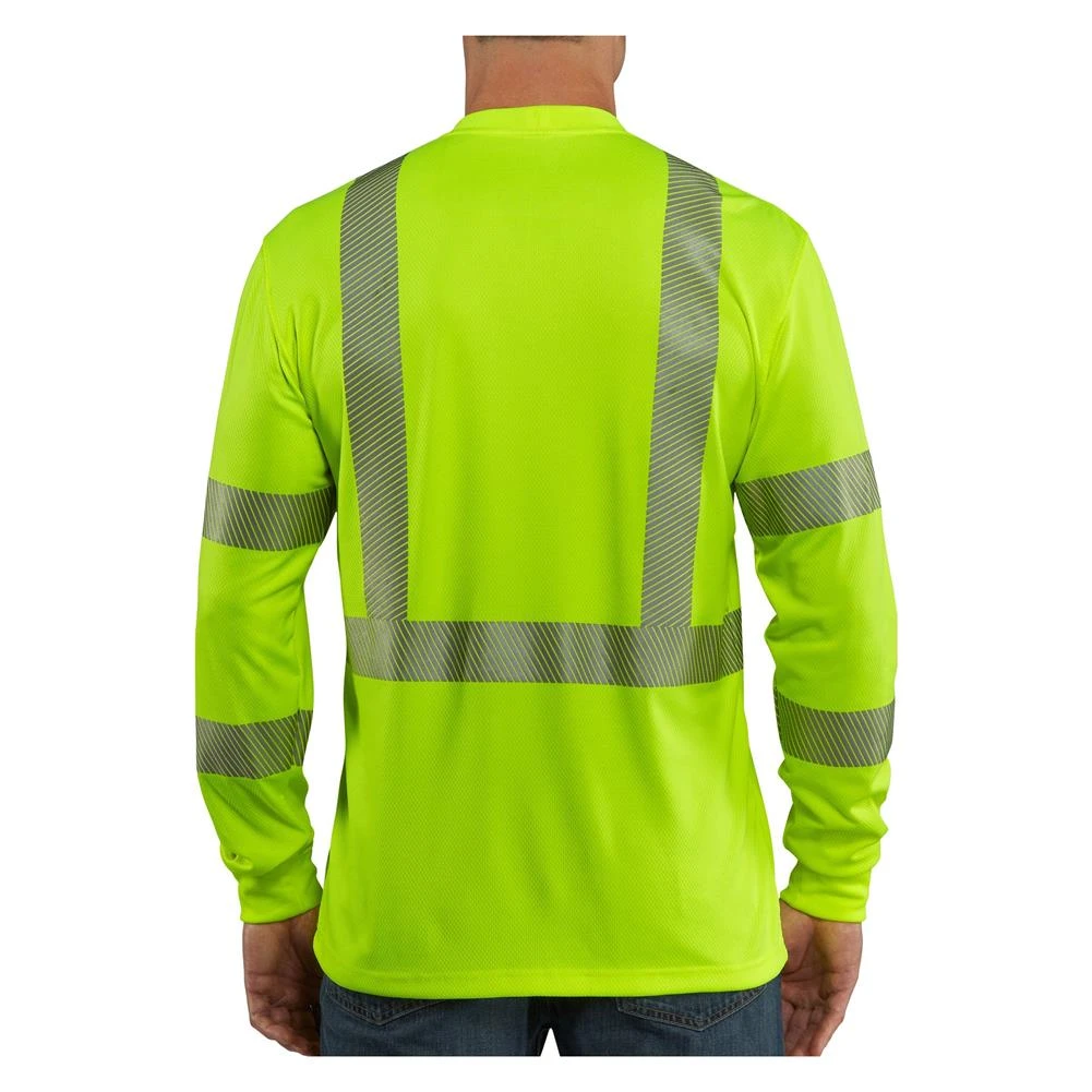 Men's Carhartt Force Hi-Vis Class 3 Long Sleeve T-Shirt Lime 2 Men's Carhartt Force Hi-Vis Class 3 Long Sleeve T-Shirt Lime - Image 2