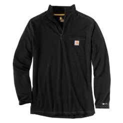 Men's Carhartt Force Relaxed-Fit Midweight Long Sleeve 1/4 Zip Pocket T-Shirt Black -Carhart Clothing Shop 1 1001 carhartt force relaxed fit midweight long sleeve 1 4 zip pocket t shirt black
