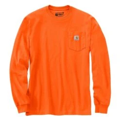 Men's Carhartt Long Sleeve Workwear Pocket T-Shirt Orange -Carhart Clothing Shop 1 1001 carhartt long sleeve workwear pocket t shirt brite orange