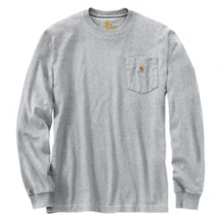 Men's Carhartt Long Sleeve Workwear Pocket T-Shirt Gray -Carhart Clothing Shop 1 1001 carhartt long sleeve workwear pocket t shirt heather gray