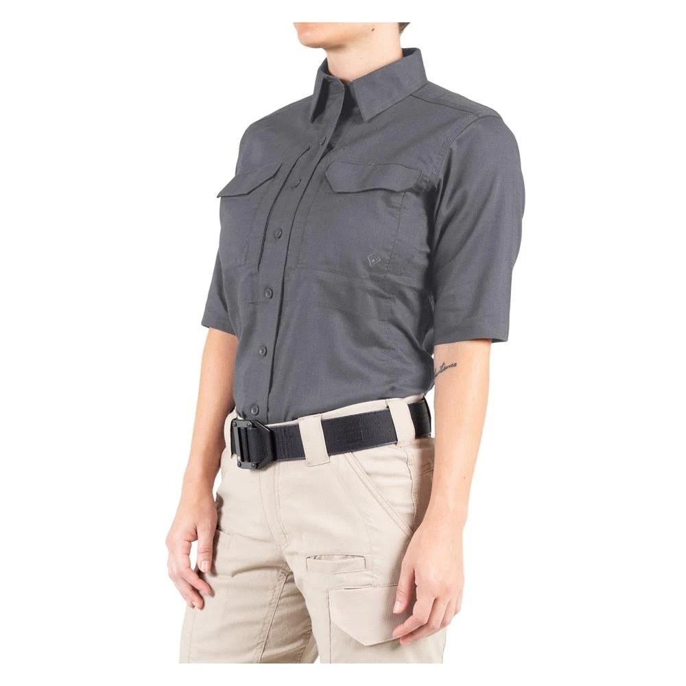 Women's First Tactical V2 Tactical Short Sleeve Shirt Gray~2 2 Women's First Tactical V2 Tactical Short Sleeve Shirt Gray~2 - Image 2