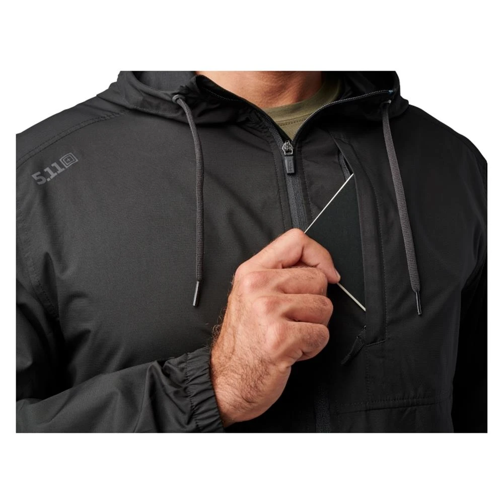 Men's 5.11 Radar Packable Hooded Jacket Black 9 Men's 5.11 Radar Packable Hooded Jacket Black - Image 9